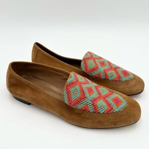 Aquazzura Masai Beaded Suede Loafers